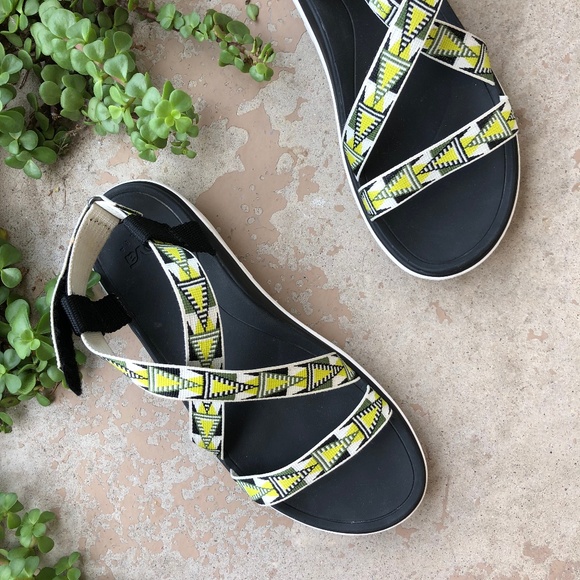 Teva Shoes - Teva Yellow Black Criss Cross Open Toe Sandals
